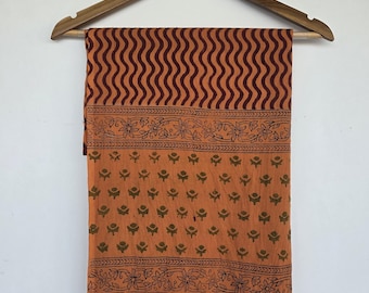 Hand Block Printed Organic Cotton Sarong: Lightweight Beach Cover-Up, Shawl, Cotton Voile, Scarf, Sarongs, Block print, Floral, Summer