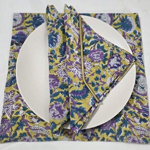 Hand Block Printed Cotton Napkins (Set of 100) - Eco Friendly Dining
