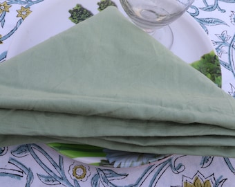 100 Pack Sage Green Cotton Napkins: Stonewashed Handmade Cloth