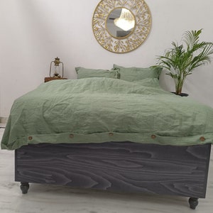 Sage green Stonewashed Linen Bedding Twin Full Queen King Euro and custom Linen Duvet Cover sizes comforter cover- Linen Bedding