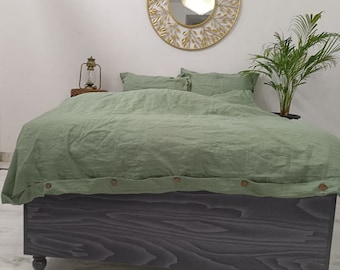 Sage green Stonewashed Linen Bedding Twin Full Queen King Euro and custom Linen Duvet Cover sizes comforter cover- Linen Bedding