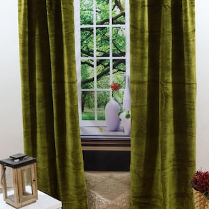 Moss Green Velvet Blackout Curtains, Luxury Window Panels for Bedroom, Soft Thick Drapes, Custom Length