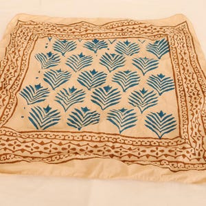 Handmade Blue Cotton Bandana Scarf: Vintage Paisley Block Print