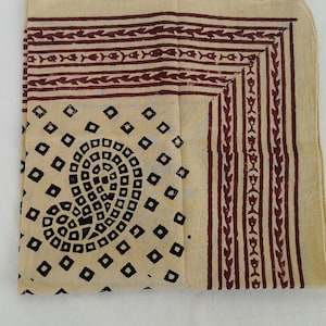 Handmade Cotton Bandana Scarf: Paisley Block Print, Natural Dyes