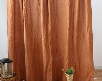 Terracotta linen Softened linen curtains in various colors, Custom length curtains, Rod pocket curtains, Handmade curtains.