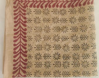 Handmade Cotton Bandana Scarf: Block Print Paisley Design
