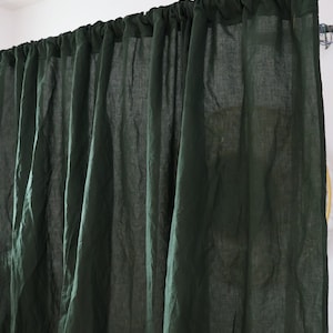 Forest Green linen Curtain Window Drapes door curtain 2 Panel Curtain Extra Long Curtain/Boho Curtain Custom Size Curtain Blackout Curtain
