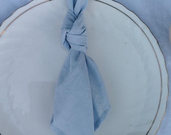 100 piece Sky Blue Cotton napkins, Kitchen Napkin, Brown Washable Wedding Napkins, Cotton Napkins, Stonewashed Wedding Napkin