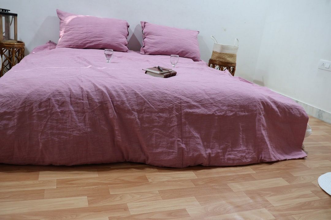 Dusty Rose Linen Duvet Softened Quilt Cover Twin Queen King Custom Size Washed Linen Duvet Linen