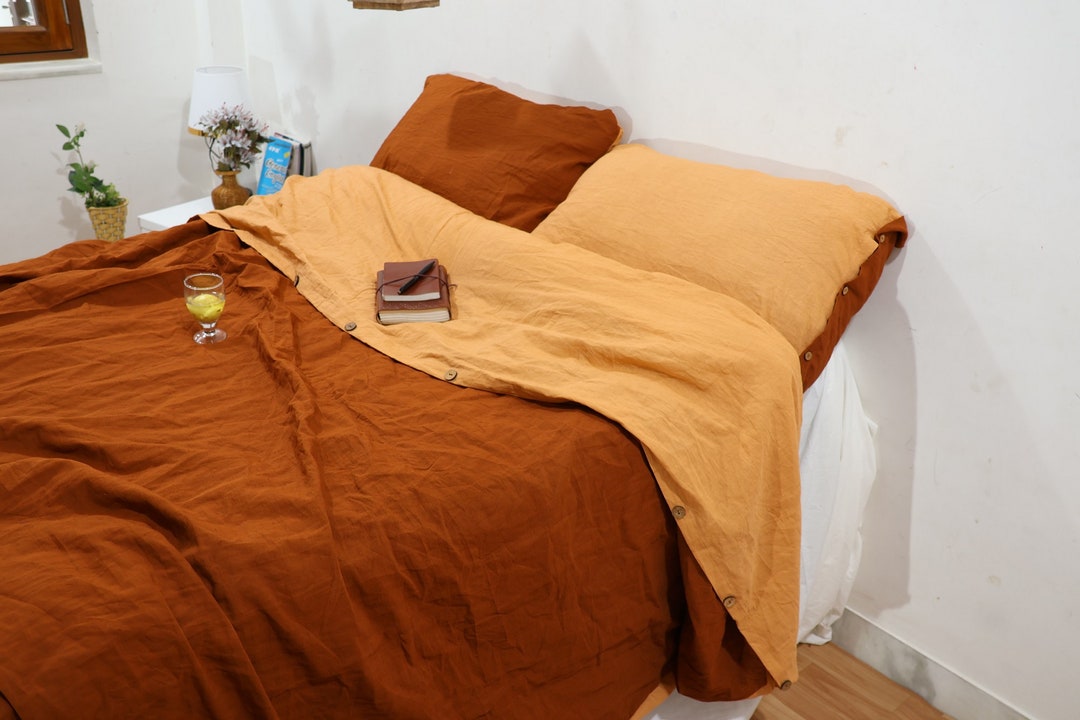 Cinnamon & Sandalwood Linen Duvet Custom Size Duvet Cover Comforter