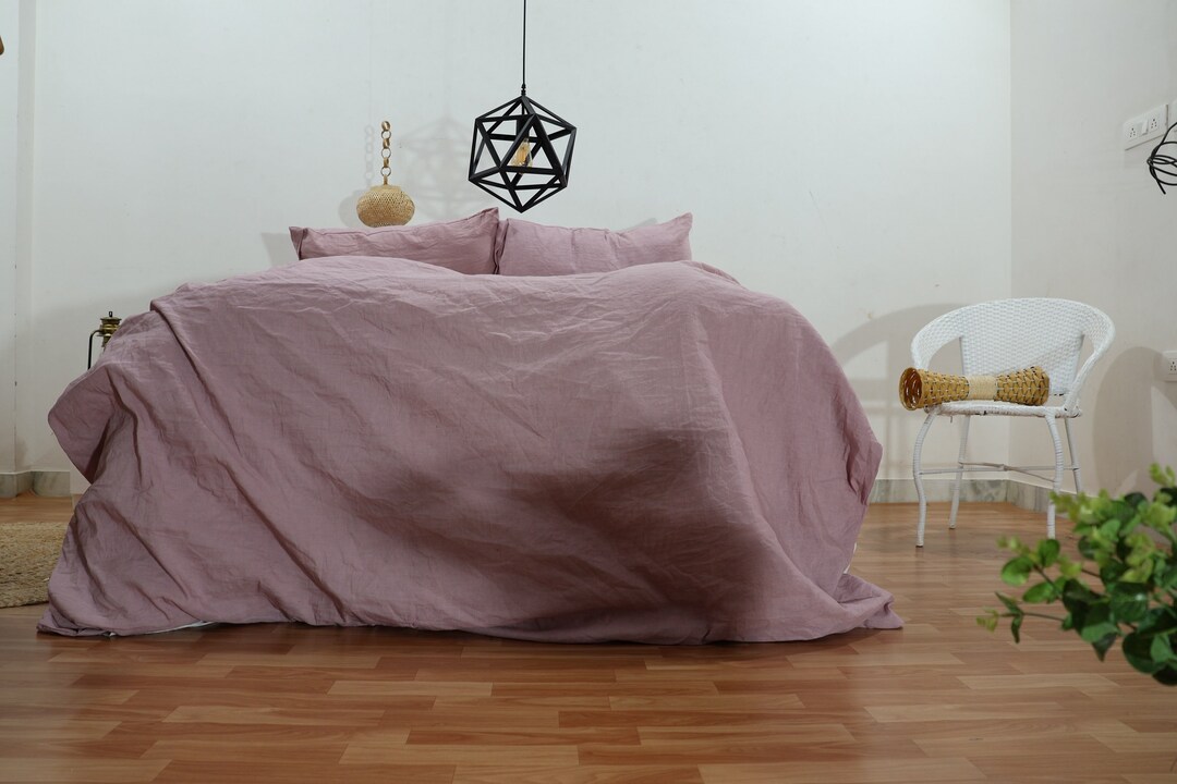 Dusty Rose Linen Duvet Softened Quilt Cover Twin Queen Custom Etsy