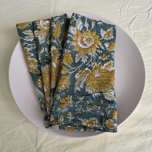 Floral Cotton Napkins (Set of 100) - Hand Block Print, Boho Table Decor