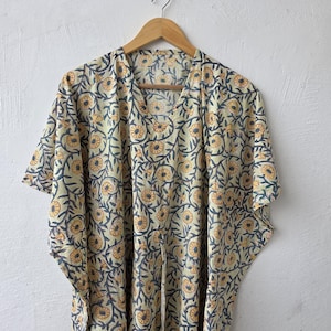 KAFTAN 100% Cotton Kaftan, Block Print Kaftan, Dress, Summer Dress, Women Caftan, Nightwear, Long And Short Dress, Gift For Her,Boho Dress,