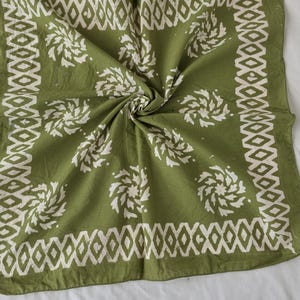 Organic Cotton Bandana Scarf: Hand Block Print Head Wrap