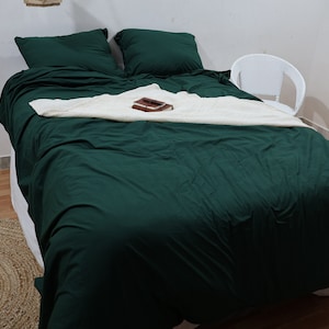 Forest Green Stonewashed Linen Bedding Twin Full Queen King Euro and custom Linen Duvet Cover sizes comforter cover- Linen Bedding