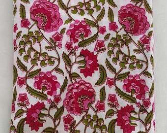 Pink Floral Printed Cotton Napkin: Hand Block Print, Boho Table Decor