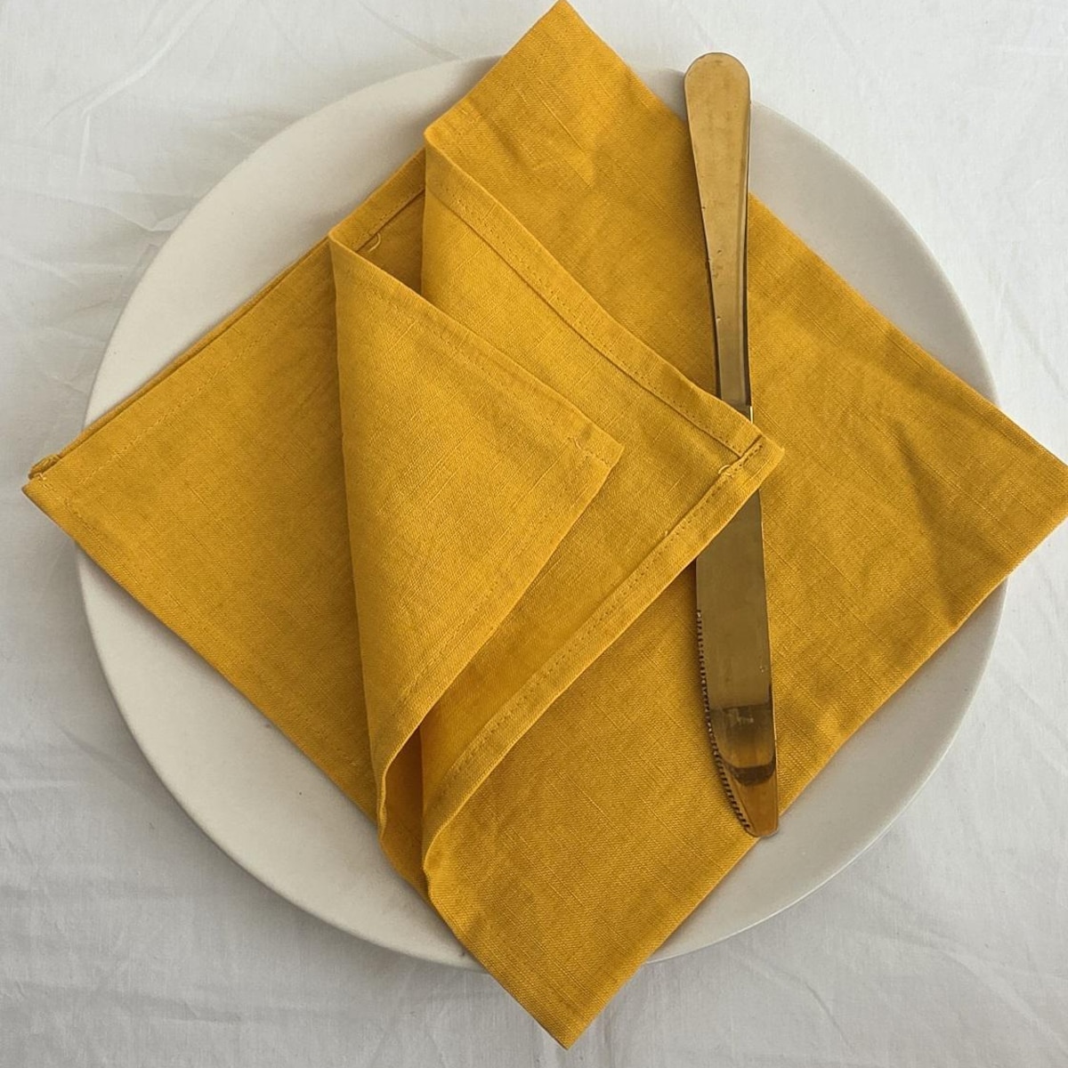 Mustard Linen Napkins | 20"x20" (Set of 5)