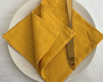 Mustard Linen Napkins Set natural linen napkins, Linen Napkins for Wedding, Dinner, or Everyday Use Sustainable Linen Table Cloth Napkins