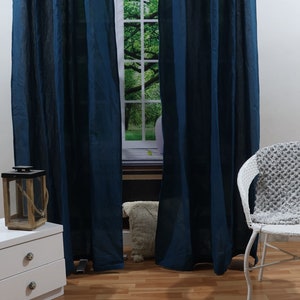 Blue Curtain Softened linen curtains in various colors, Blackout Rod pocket curtains, Handmade curtains Natural Curtain Balcony Curtain