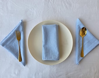 100 Pack Dusty Blue Linen Napkins, Wedding Napkins, Soft Table Dinner Napkins, Washed Rustic Napkin Bulk, Original Gift