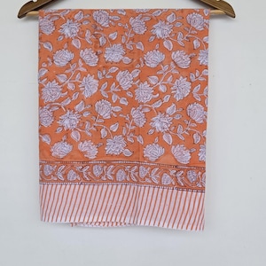 Baumwoll-Sarong-Strand gestreift / Blumen-Handblock bedruckt - Leichter Strandwickel, Schal & Abdeckung Handblockdruck-Badebekleidung Sarongs