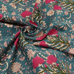 Tissu de coton indien imprimé bloc à la main - Tissu imprimé pour rideaux et housses de coussin - Tissu shibori de mariage pour vêtements pour femmes,