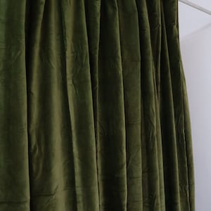 Dark moss green Velvet Curtain , Extra Long Living Room & Bedroom Curtains, Custom Made Velvet Drapery, Luxury Velvet Curtain