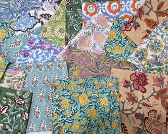 Assorted Napkin Set, 100 Pack Of Hand Block Printed Napkins, Bohemian Napkin, Mix and Match Cotton Table Napkins, Handmade in India