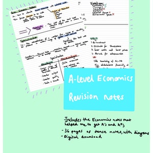 A Level Economics OCR Revision Notes (A, A*) 36 Pages