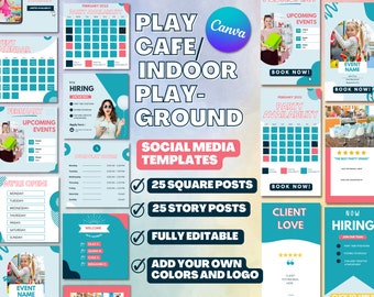 Play Cafe Instagram Templates: Social Media Feed & Story (Canva)