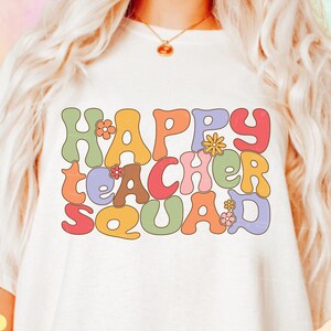 Happy Teacher Squad Png Sublimation, Groovy Teacher Svg, Retro Teacher Png, Groovy Teacher Svg, Wavy Floral Teacher Svg , Svg Cut File