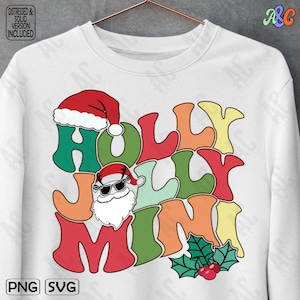 Retro Holly Jolly Mini Svg | Holly Jolly Mini Png | Christmas Svg | Christmas Png | Groovy Christmas Svg | Groovy Holly Jolly Svg Cut File