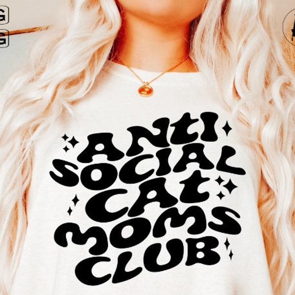Anti Social Dog Moms Club Svg, Mom Life Svg, Groovy Mama Sublimation Design, Popular Svg, Shirt Svg, Wavy Font Svg, Svg Files for Cricut