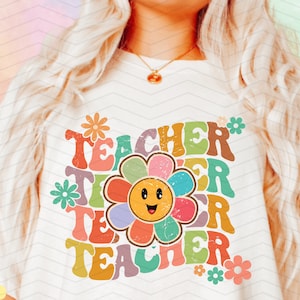 Teacher Svg, Teacher Png, Groovy Teacher, Retro Teacher Sublimation, Back to School Svg, Retro Face Svg, Custom Teacher Svg, Cut File