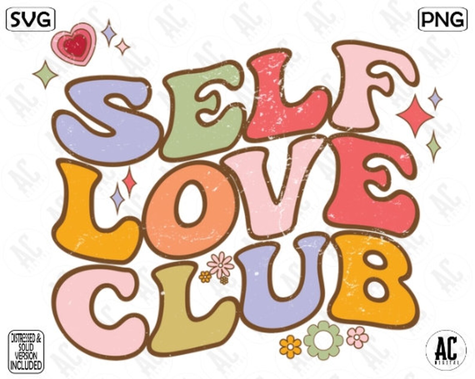 Groovy Self Love Club Png, Retro Self Love Club Svg, Mental Health Svg ...