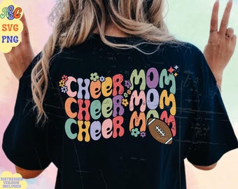 Football and Cheer Mom Svg, Groovy Football Svg, Retro Cheer Svg, Cheerleader Svg, Football Mom Sublimation, Layered Svg, Cricut Cut File