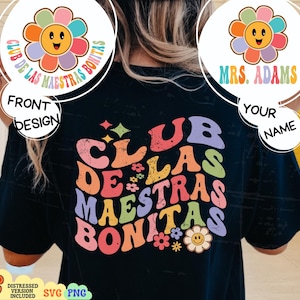 Club De Las Maestras Bonitas Personalizado Png Svg, Sublimación Groovy De Profesores De Español, Modo De Enseñanza Popular Png, Archivo De Corte Svg De Flor De Vida De Profesor