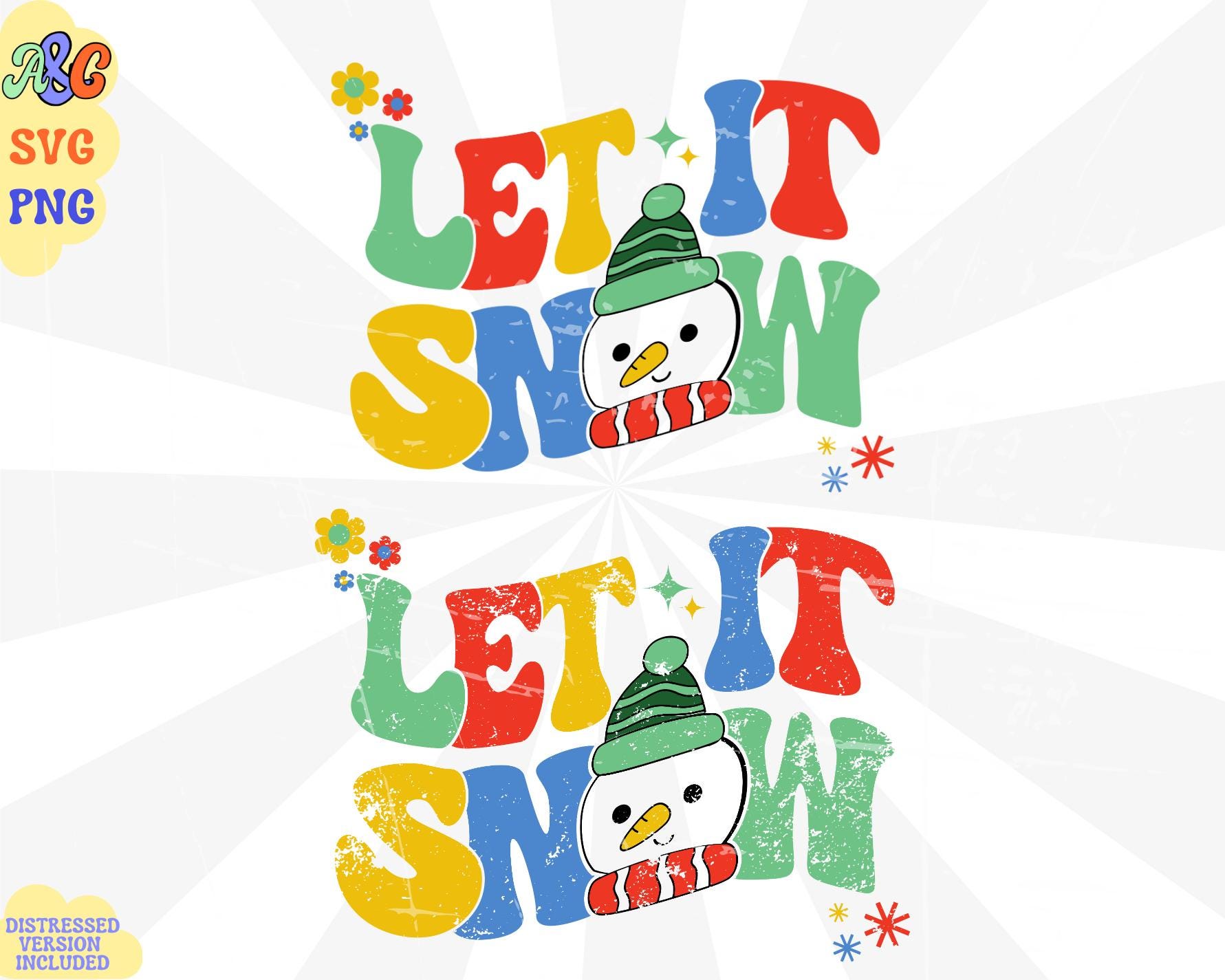 Let It Snow Snowman Retro Groovy Svg Png, Let It Snow Svg, Snowman ...