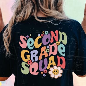 Second Grade Squad Svg, Second Grade Png, Groovy Second Grade Crew Sublimation Download, Floral Retro Teacher Cut File for Cricut