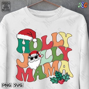 Retro Holly Jolly Mama Svg | Holly Jolly Mama Png | Christmas Svg | Christmas Png | Groovy Christmas Svg | Groovy Holly Jolly Svg Cut File