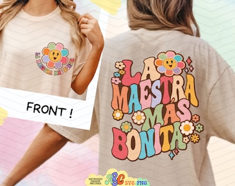 La Maestra Más Bonita Png, Sublimación de profesor de español maravilloso, Modo de enseñanza Png popular, Archivo de corte Svg de flor de vida de profesor personalizado