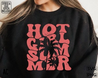 Hot Girl Summer Retro Png, Hot Girl Summer Svg, Groovy Vacation Sublimation Design Png, Palm Tree Svg Cut File, Beach Mode Svg