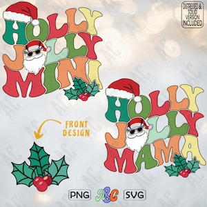 Retro Holly Jolly Mama Mini Svg Bundle | Holly Jolly Mama Mini Png | Christmas Svg | Christmas Png | Groovy Christmas Svg | Mama Mini Svg