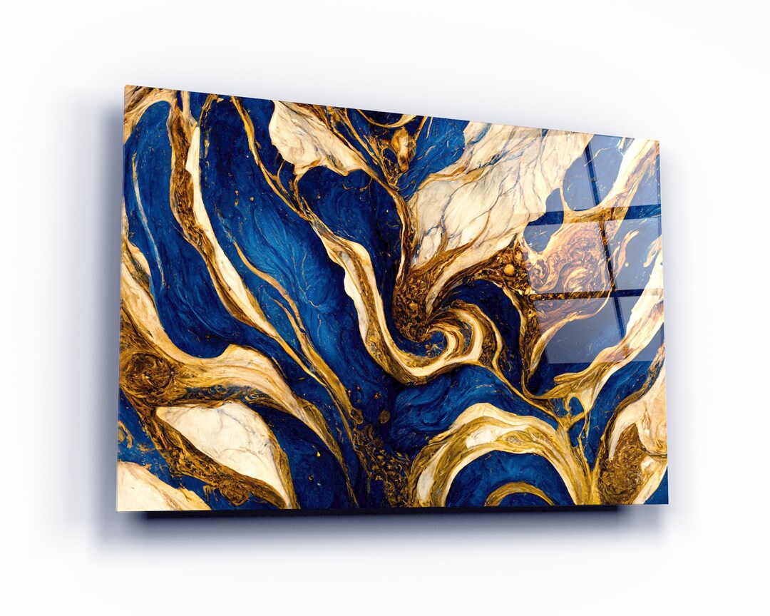 Gold Glass Wall Art Gold Design Modern Artwork Gold Etsy