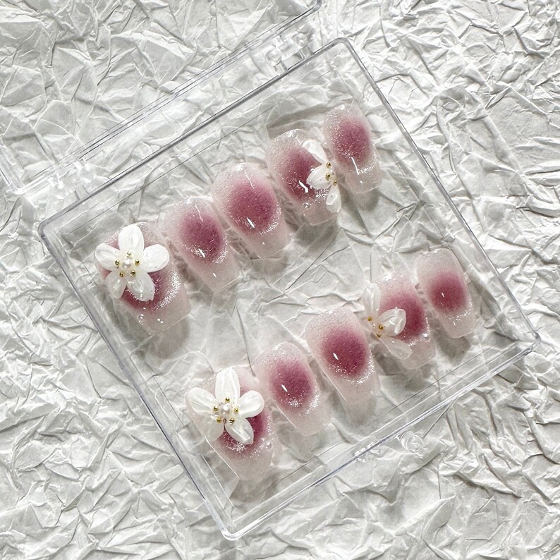 Plum Stained Ice Flower Press on Nails Fancy Nails/princess Nails ...