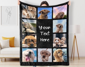 Personalized Photo pet Blanket Collage, Picture Blanket With Text, Family Blanket, Memorial Blanket, Best Friend Gift, dog cat Gift