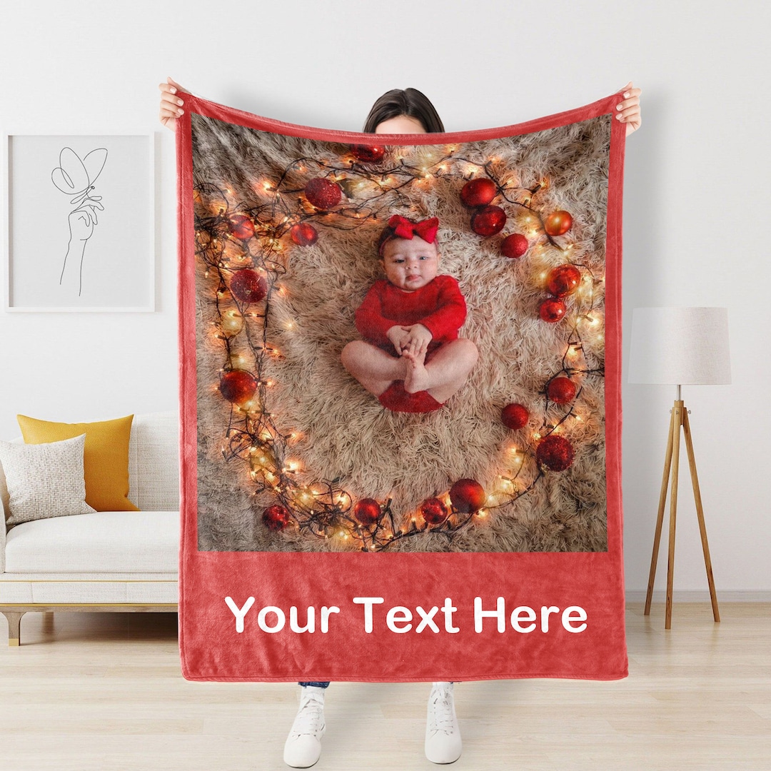 Personalized Photo Baby Blanket Collage, Picture Blanket With Text