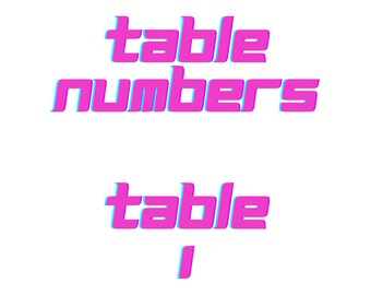 Neon Pink Table Numbers