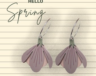 Spring has Sprung Acrylic Crocus Earrings. Sterling silver hoops.