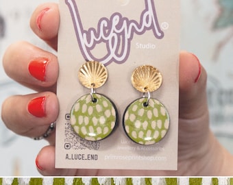 Hand painted Laser-cut circular wooden & Acrylic Earrings